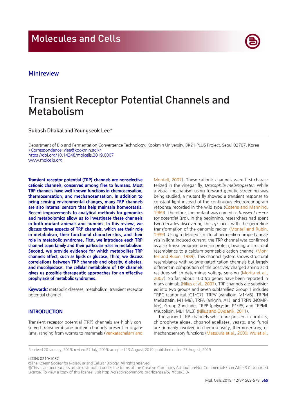 Transient Receptor Potential Channels and Metabolism