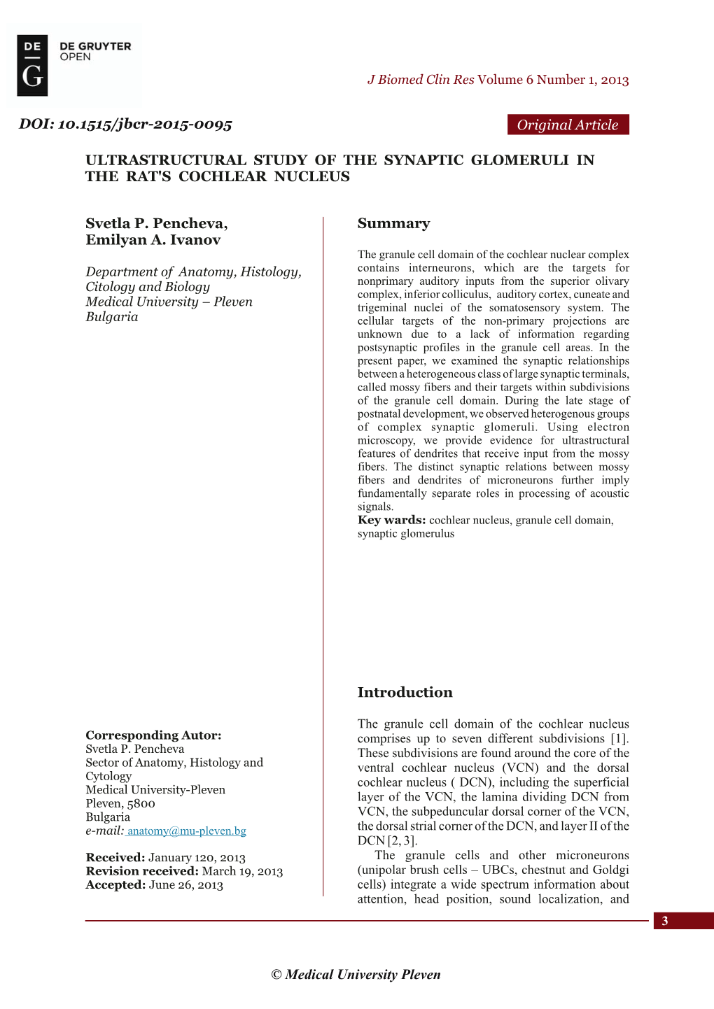 Svetla P. Pencheva, Emilyan A. Ivanov Summary ULTRASTRUCTURAL