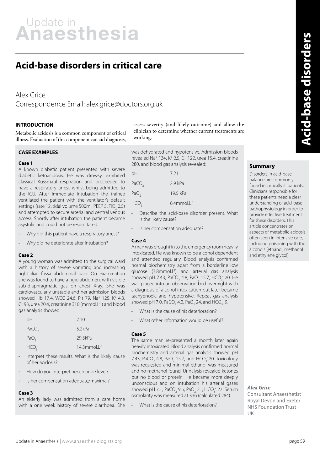 Acid-Base Disorders in Critical Care