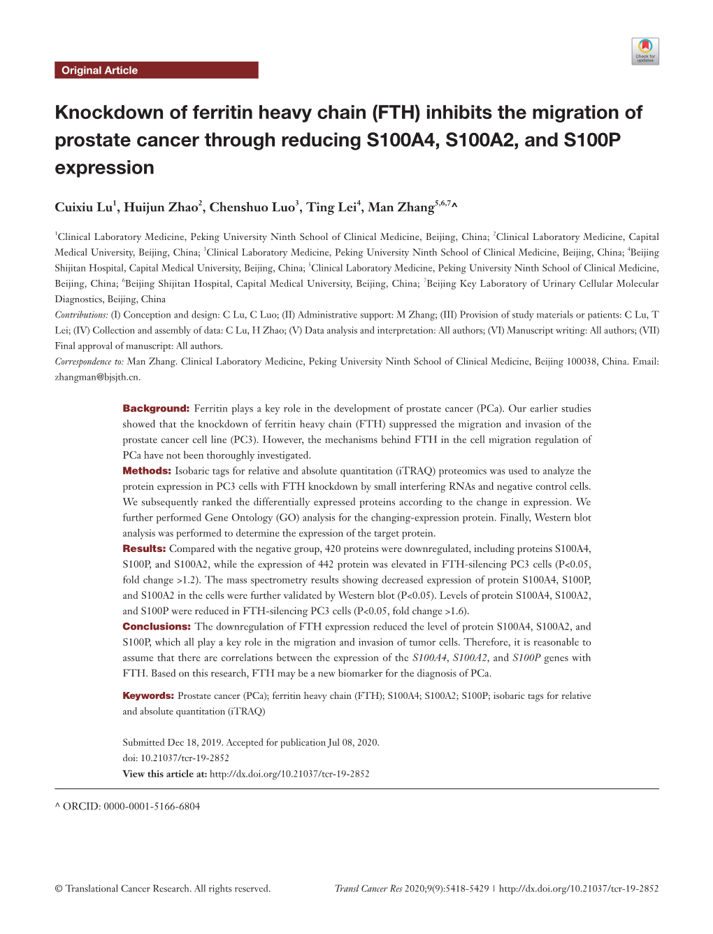 Inhibits the Migration of Prostate Cancer Through Reducing S100A4, S100A2, and S100P Expression