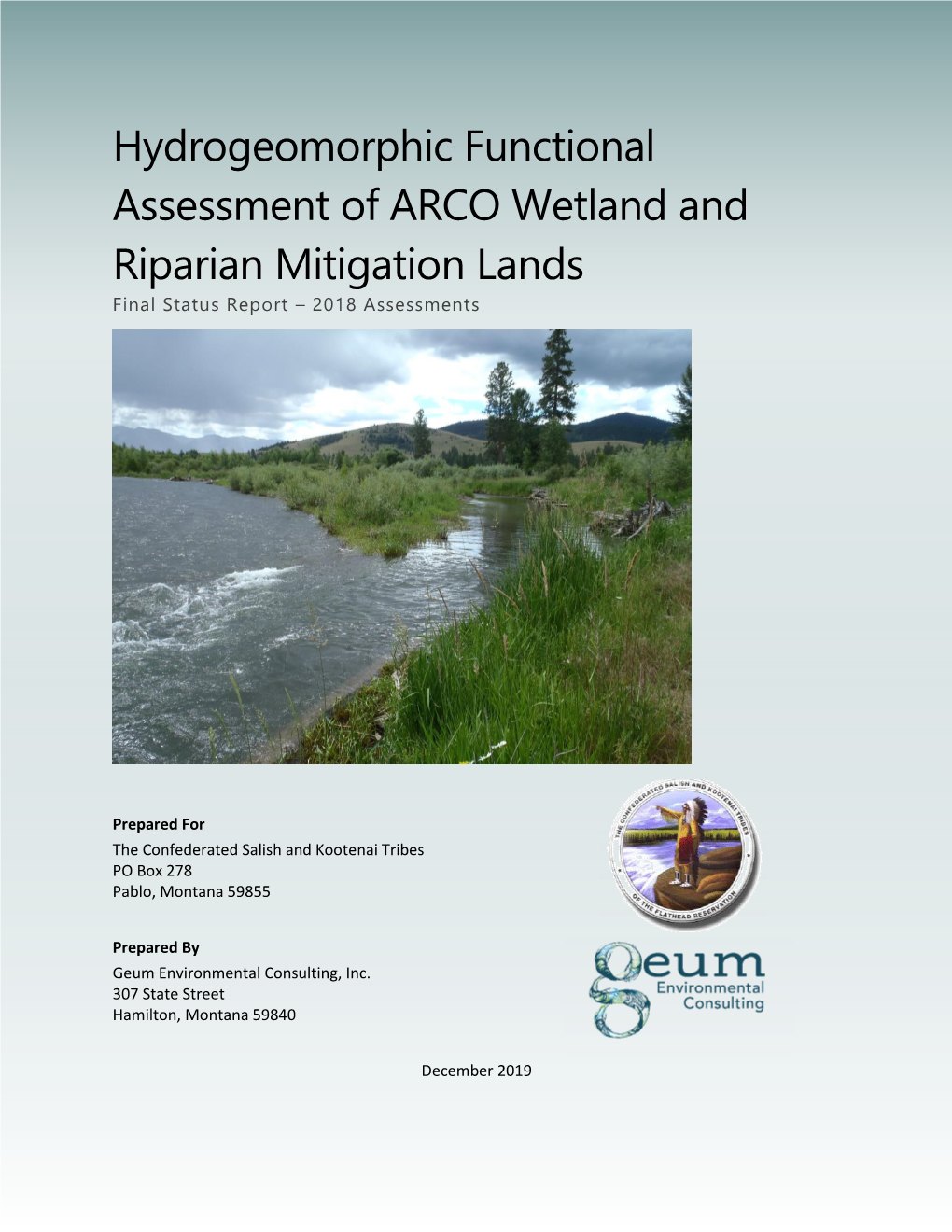 Hydrogeomorphic Functional Assessment of ARCO Wetland and Riparian Mitigation Lands Final Status Report – 2018 Assessments