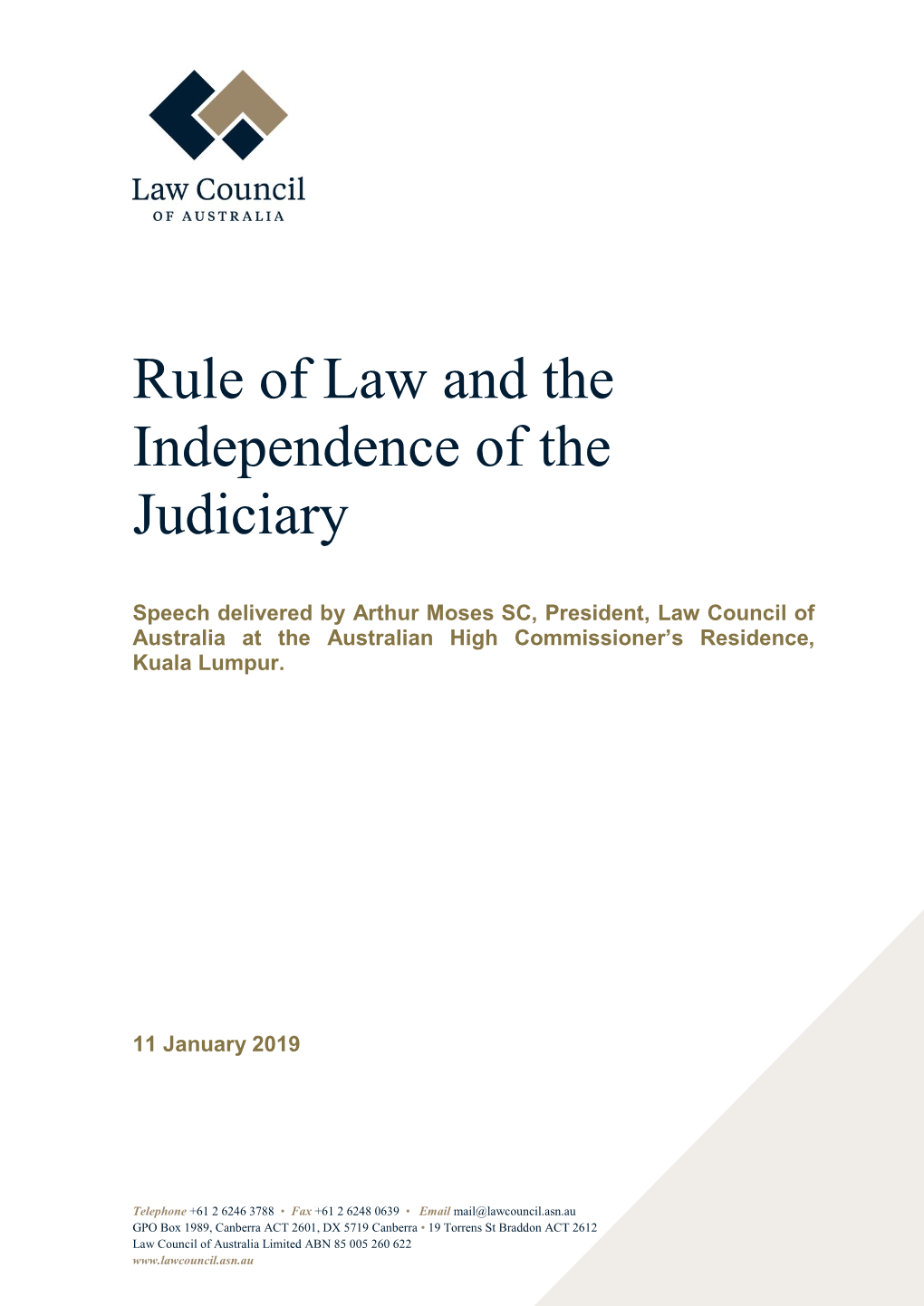 Rule of Law and the Independence of the Judiciary