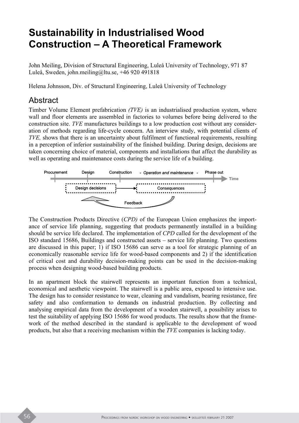 Sustainability in Industrialised Wood Construction – a Theoretical Framework