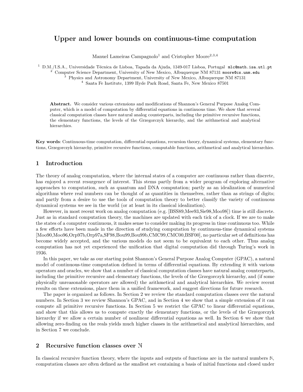 Upper and Lower Bounds on Continuous-Time Computation