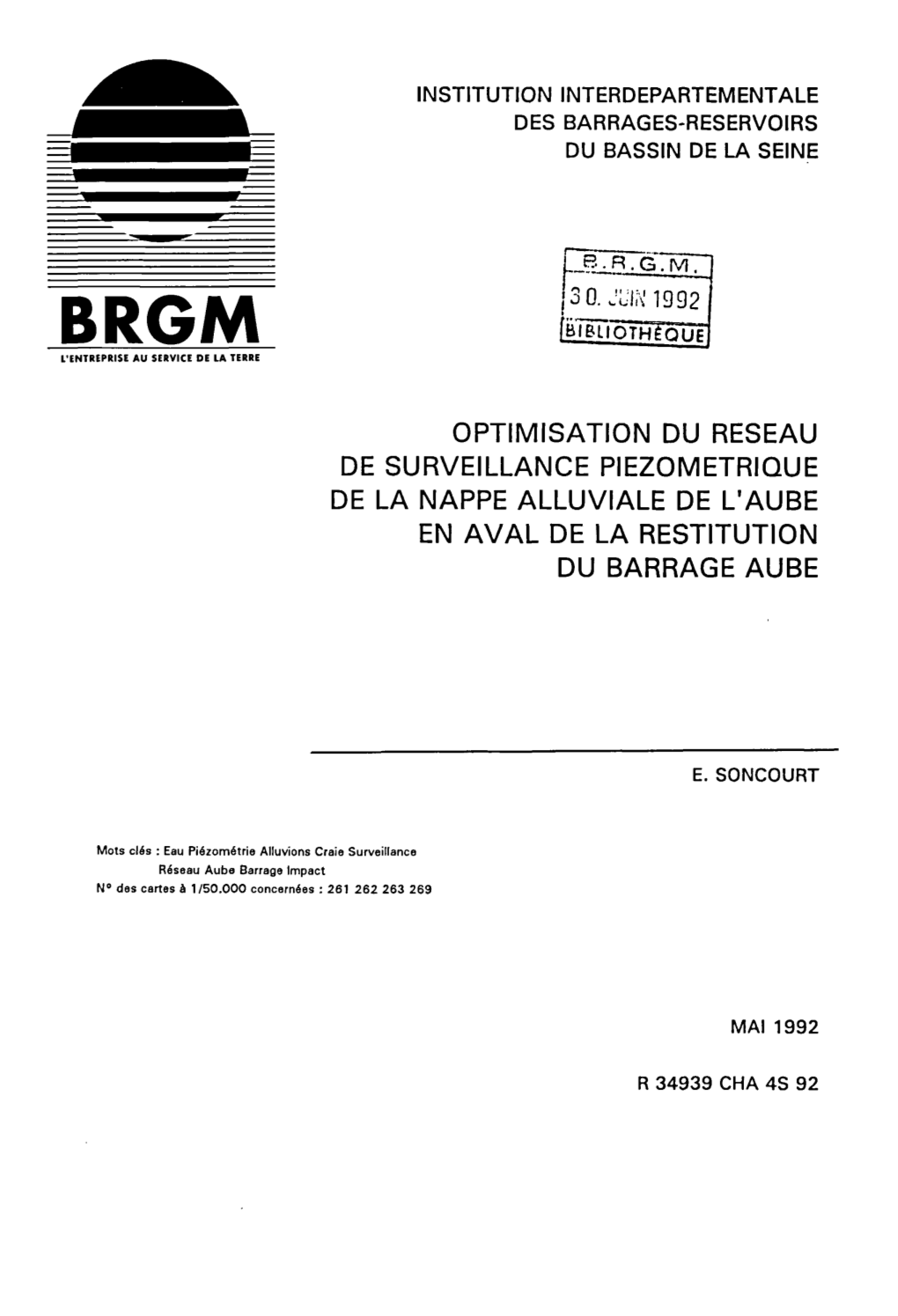 Optimisation Du Reseau De Surveillance Pi Ezo M Etrique De La Nappe Alluviale De L'aube En Aval De La Restitution Du Barrage Aube