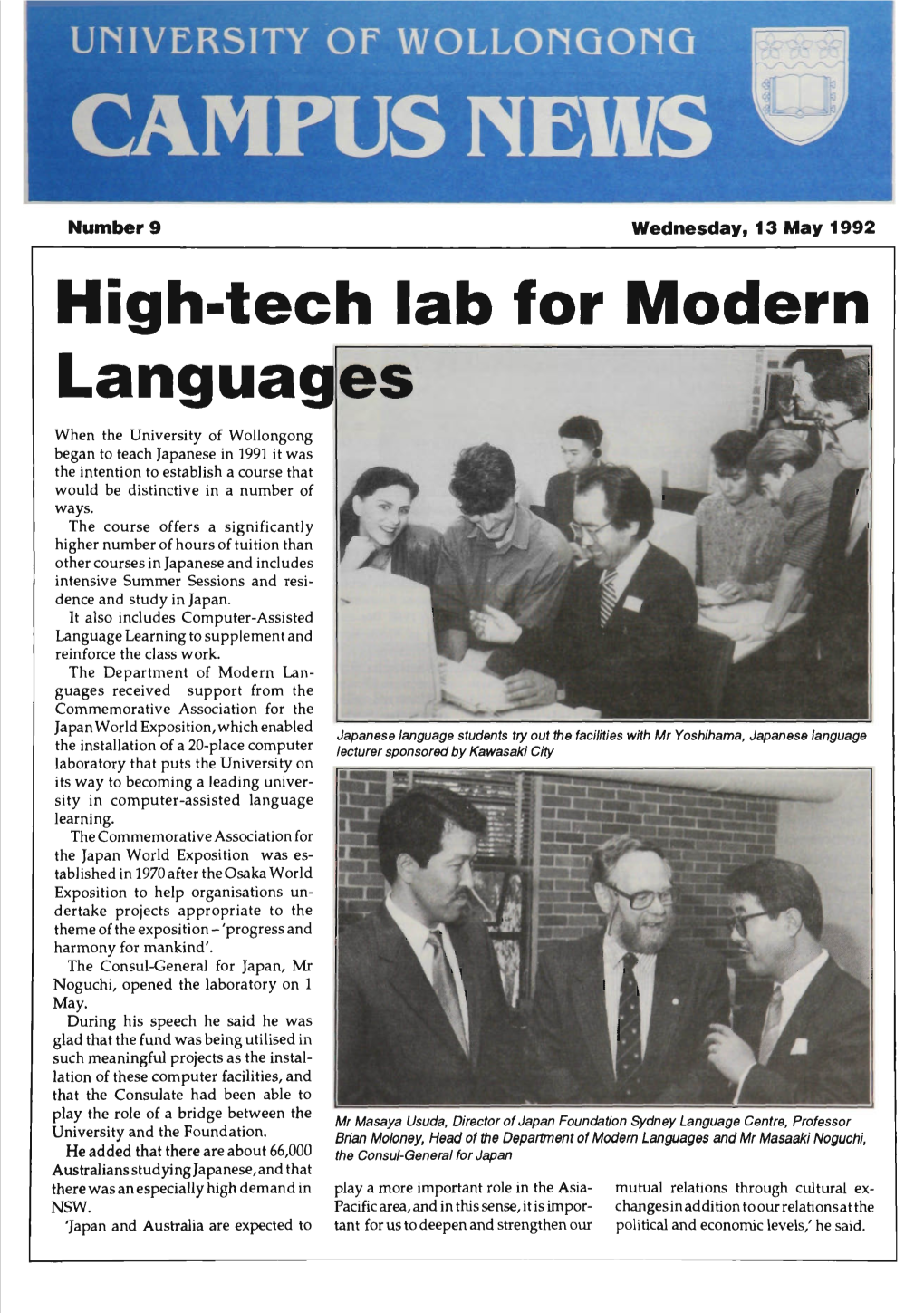 University of Wollongong Campus News 13 May 1992