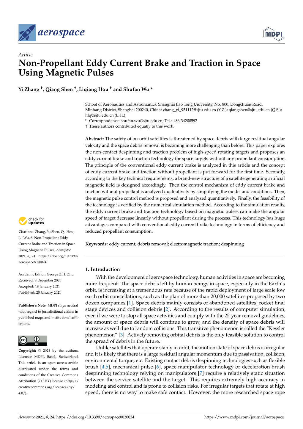 Non-Propellant Eddy Current Brake and Traction in Space Using Magnetic Pulses