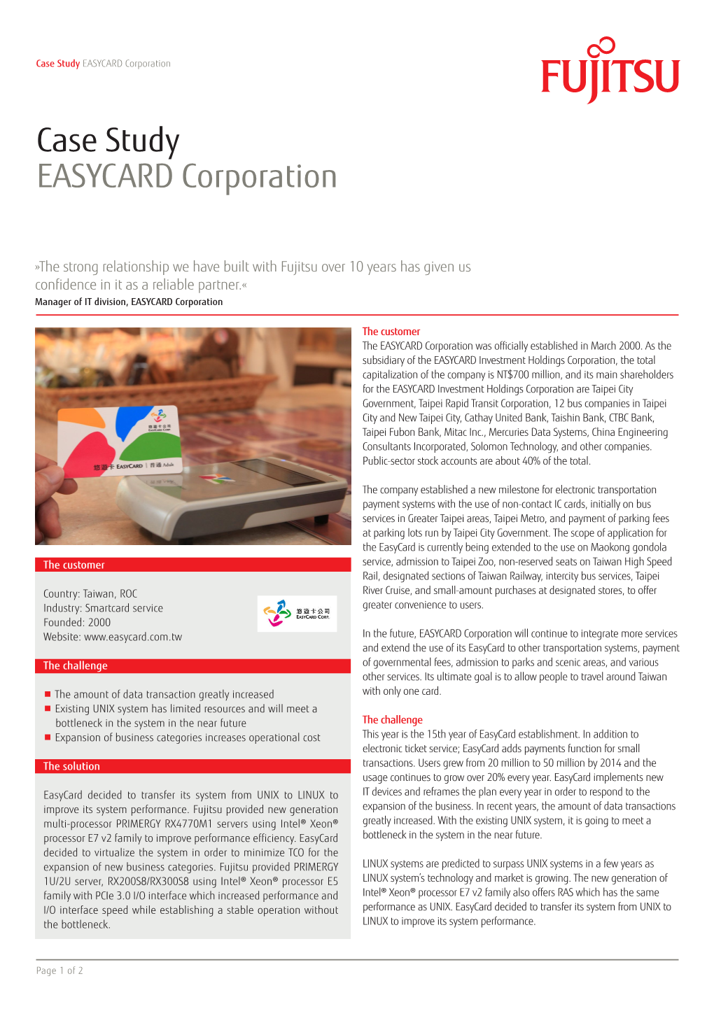 Case Study EASYCARD Corporation