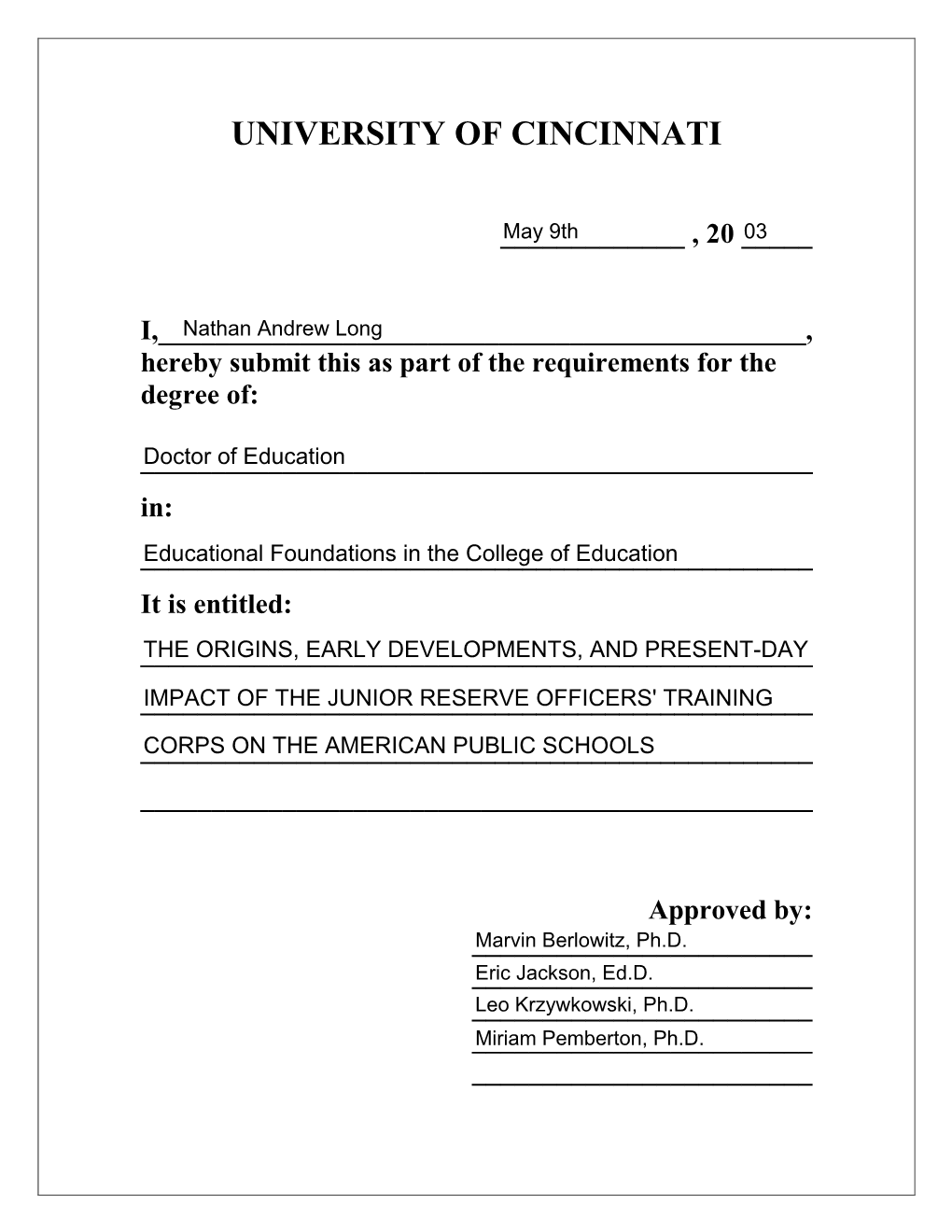 Committee Approval Form