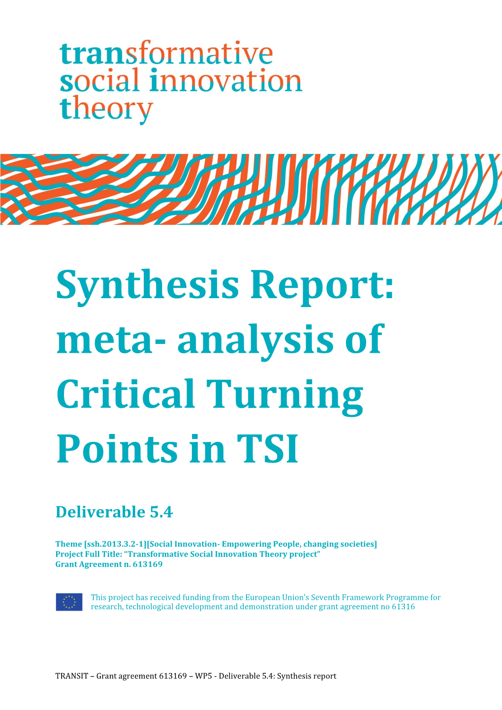 Synthesis Report: Meta- Analysis of Critical Turning Points in TSI