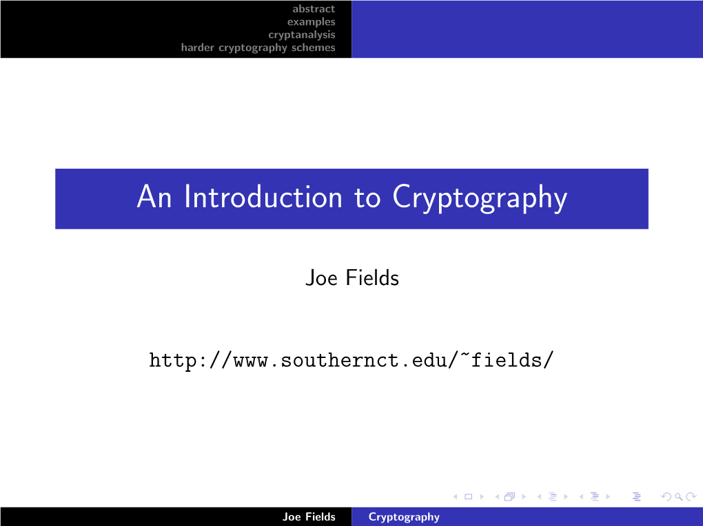 An Introduction to Cryptography