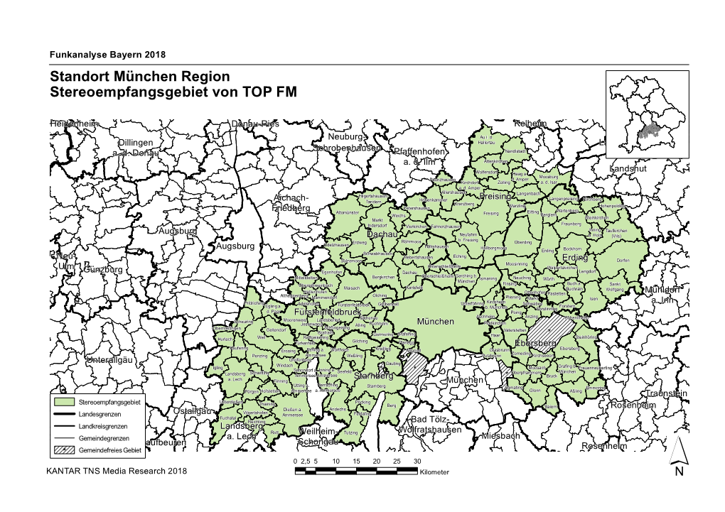 Standort München Region Stereoempfangsgebiet Von TOP FM