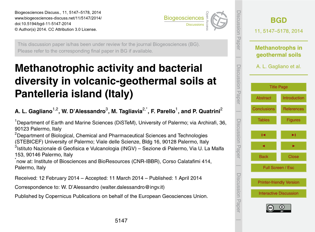 Methanotrophs in Geothermal Soils 1 Introduction A