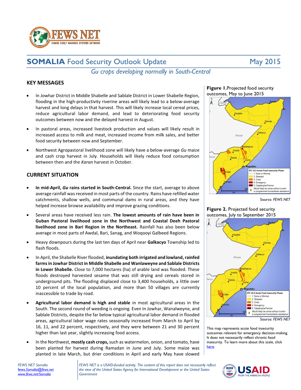 SOMALIA Food Security Update May 2015