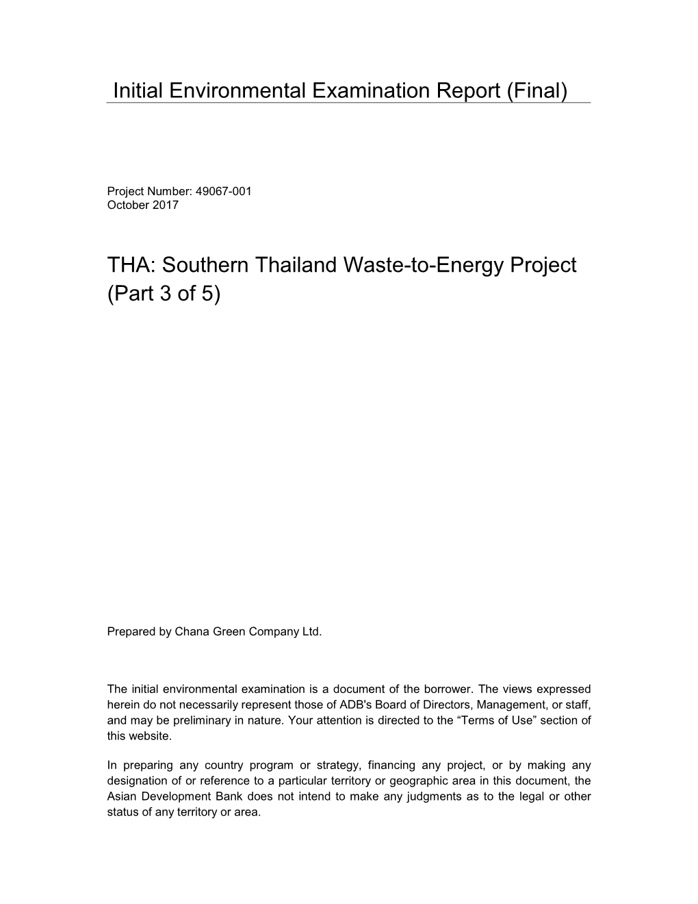 THA: Southern Thailand Waste-To-Energy Project (Part 3 of 5)