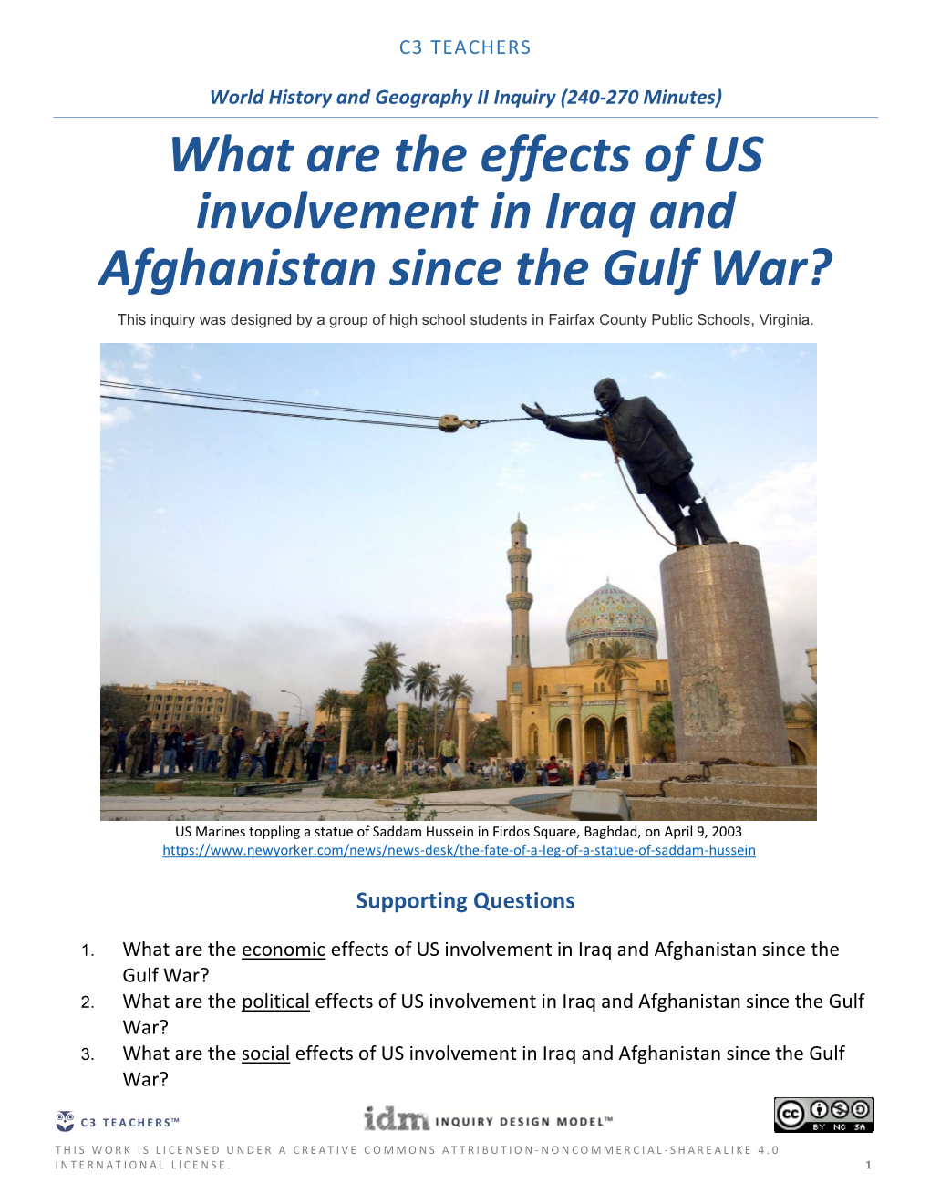 What Are the Effects of US Involvement in Iraq and Afghanistan Since The