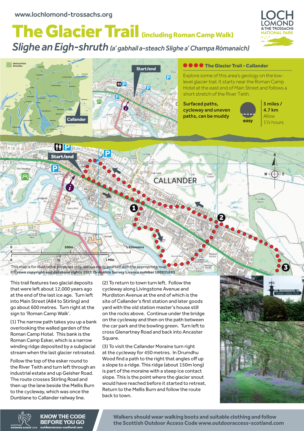 The Glacier Trail (Including Roman Camp Walk) Slighe an Eigh-Shruth (A’ Gabhail A-Steach Slighe A’ Champa Ròmanaich) Red Well • Bracklinn Falls