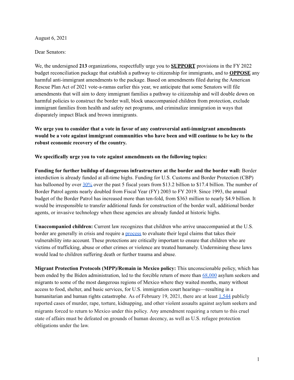 Final Letter to Senate Dems Ahead of Vote-A-Rama August 2021