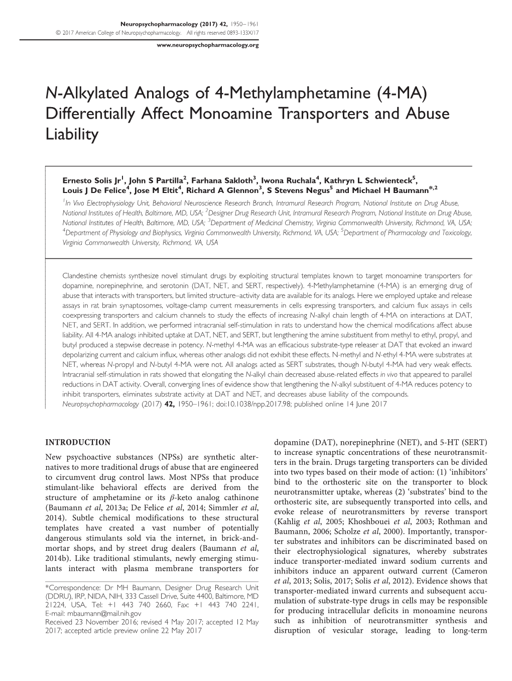 Differentially Affect Monoamine Transporters and Abuse Liability