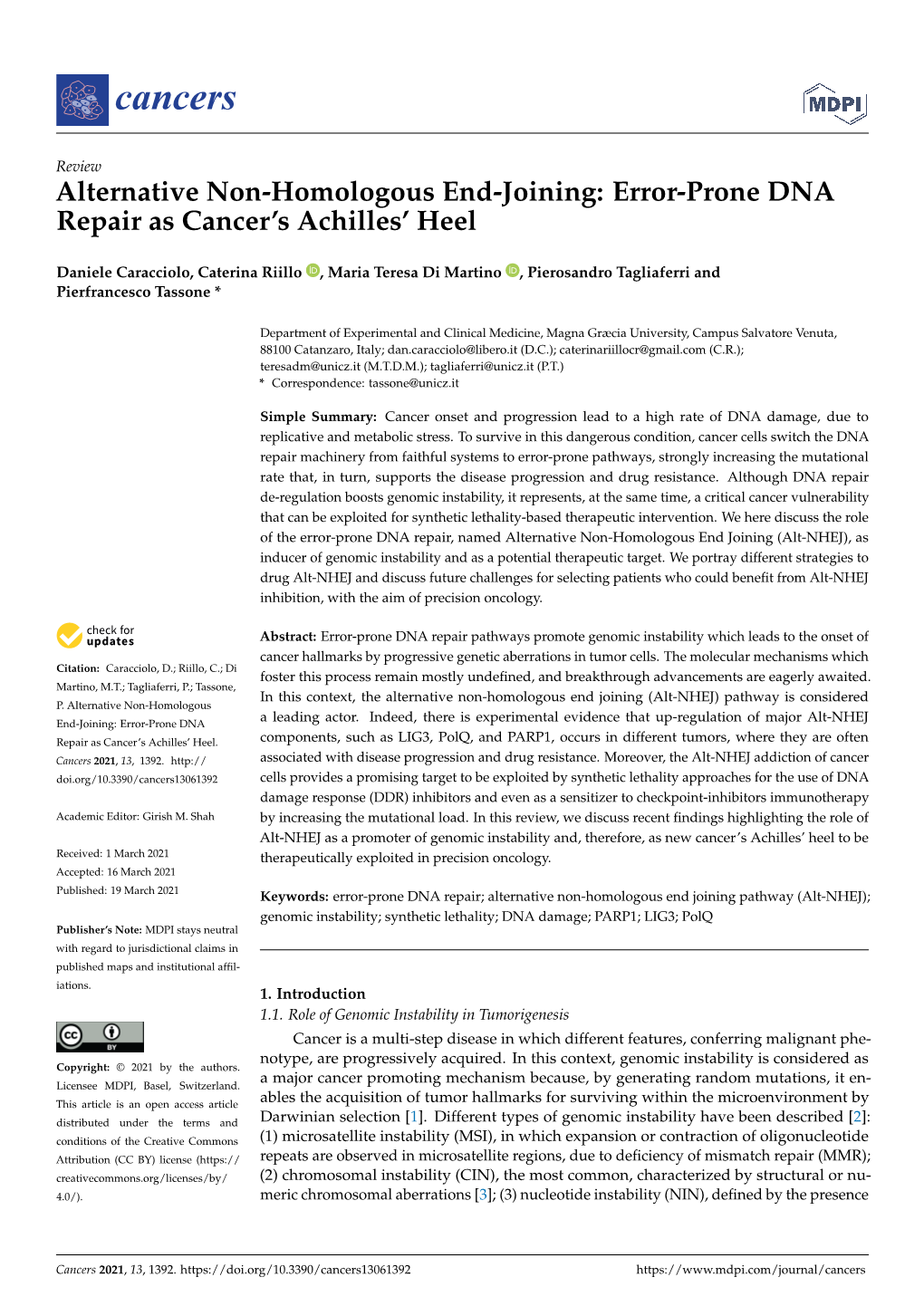 Error-Prone DNA Repair As Cancer's Achilles' Heel