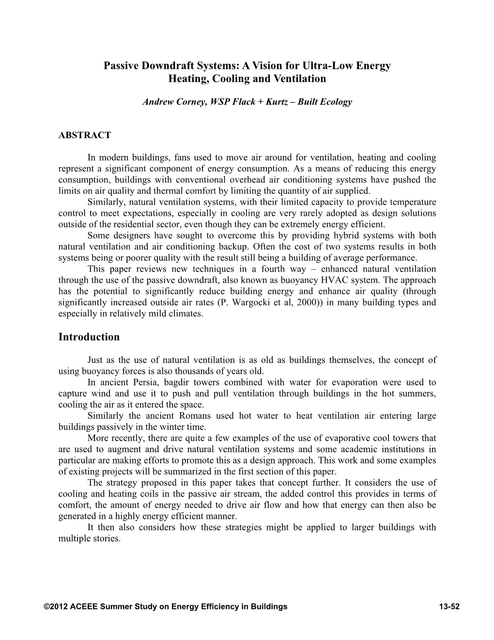 Passive Downdraft Systems: a Vision for Ultra-Low Energy Heating, Cooling and Ventilation