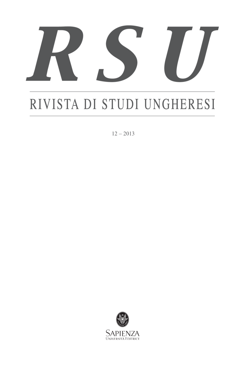 Rivista Di Studi Ungheresi”