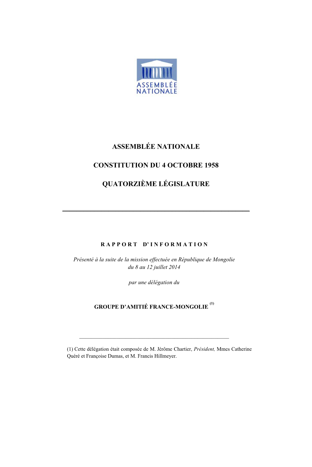 Assemblée Nationale Constitution Du 4 Octobre 1958 Quatorzième Législature