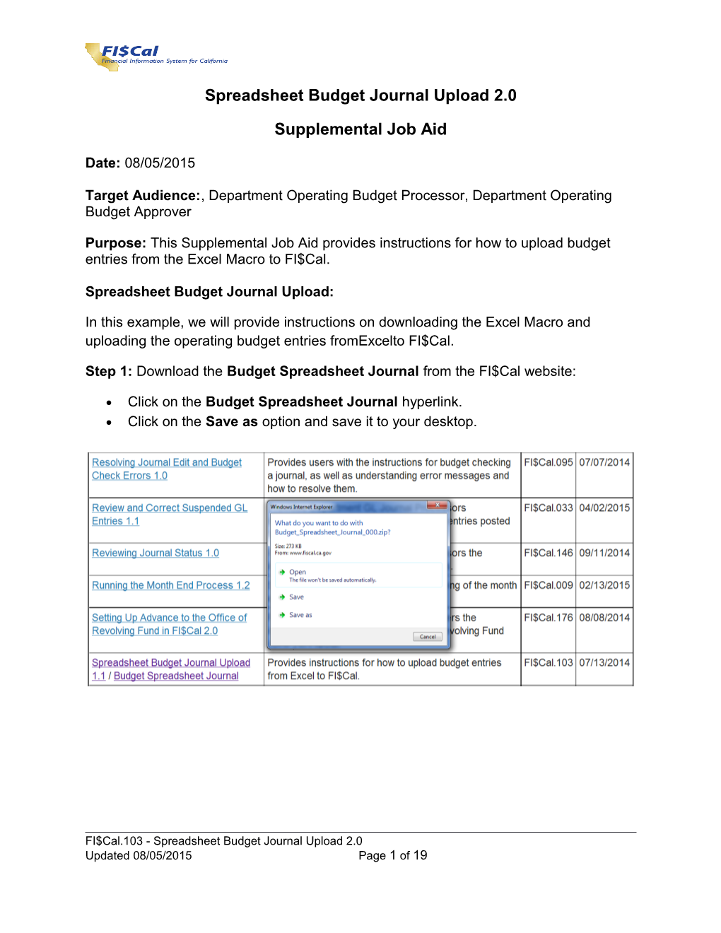 Supplemental Job Aid