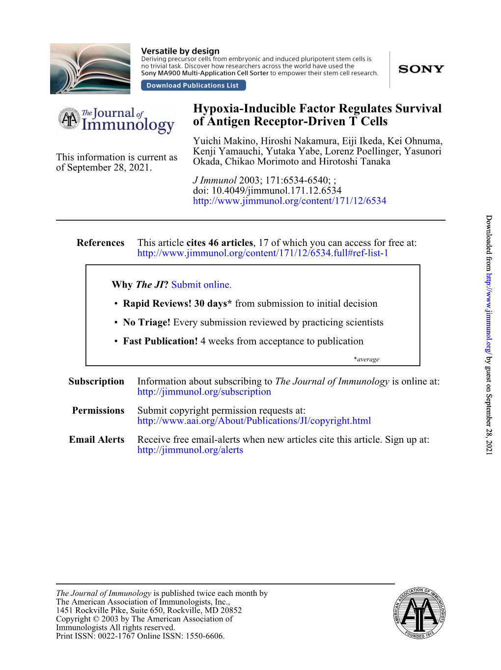 Of Antigen Receptor-Driven T Cells Hypoxia-Inducible Factor Regulates Survival