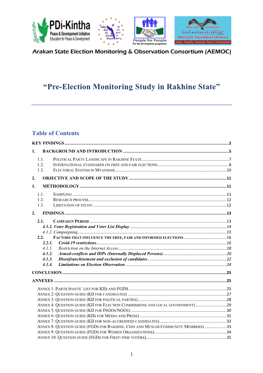 “Pre-Election Monitoring Study in Rakhine State”