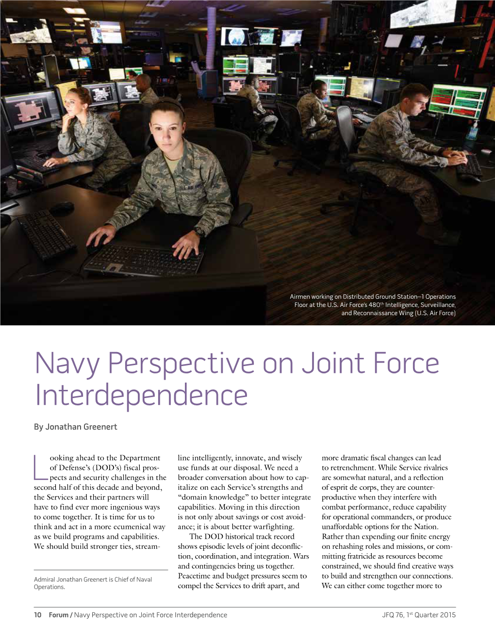 Navy Perspective on Joint Force Interdependence