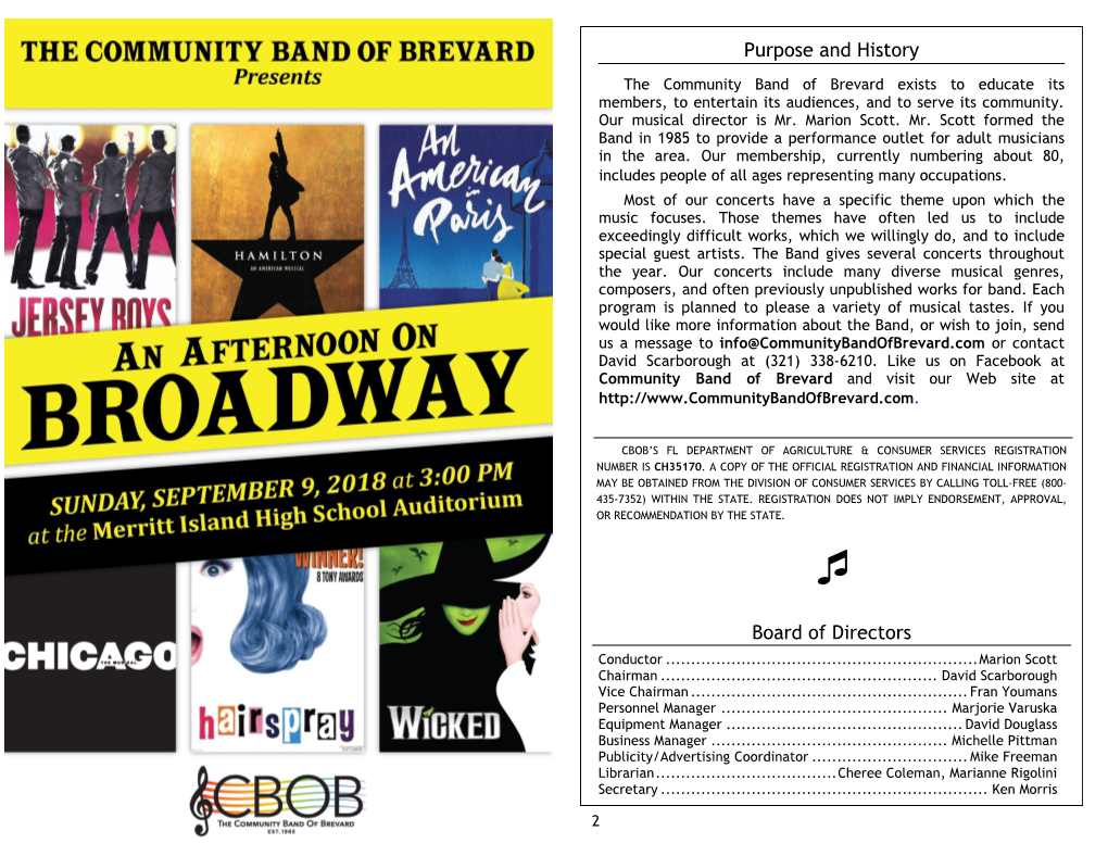 An Afternoon on Broadway Marks the Beginning of the Band’S 33Rd Season