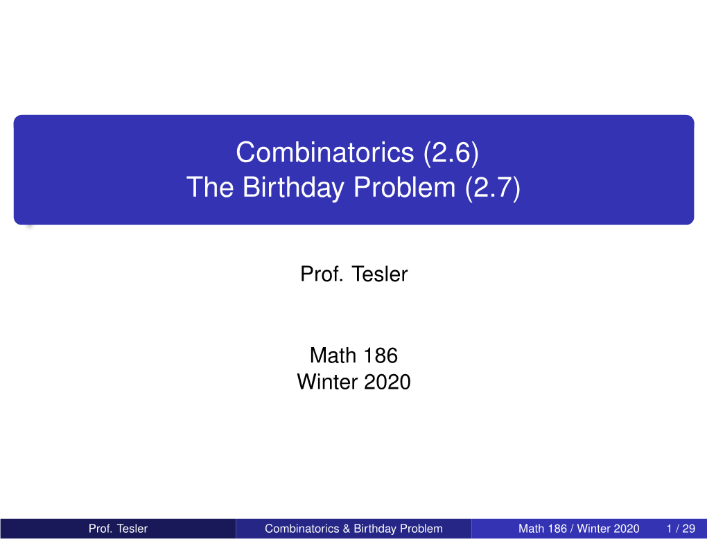 The Birthday Problem (2.7)