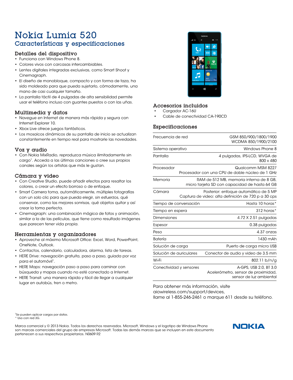 Nokia Lumia 520 Características Y Especificaciones