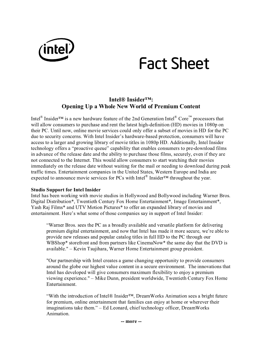 Fact Sheet: Intel® Insider