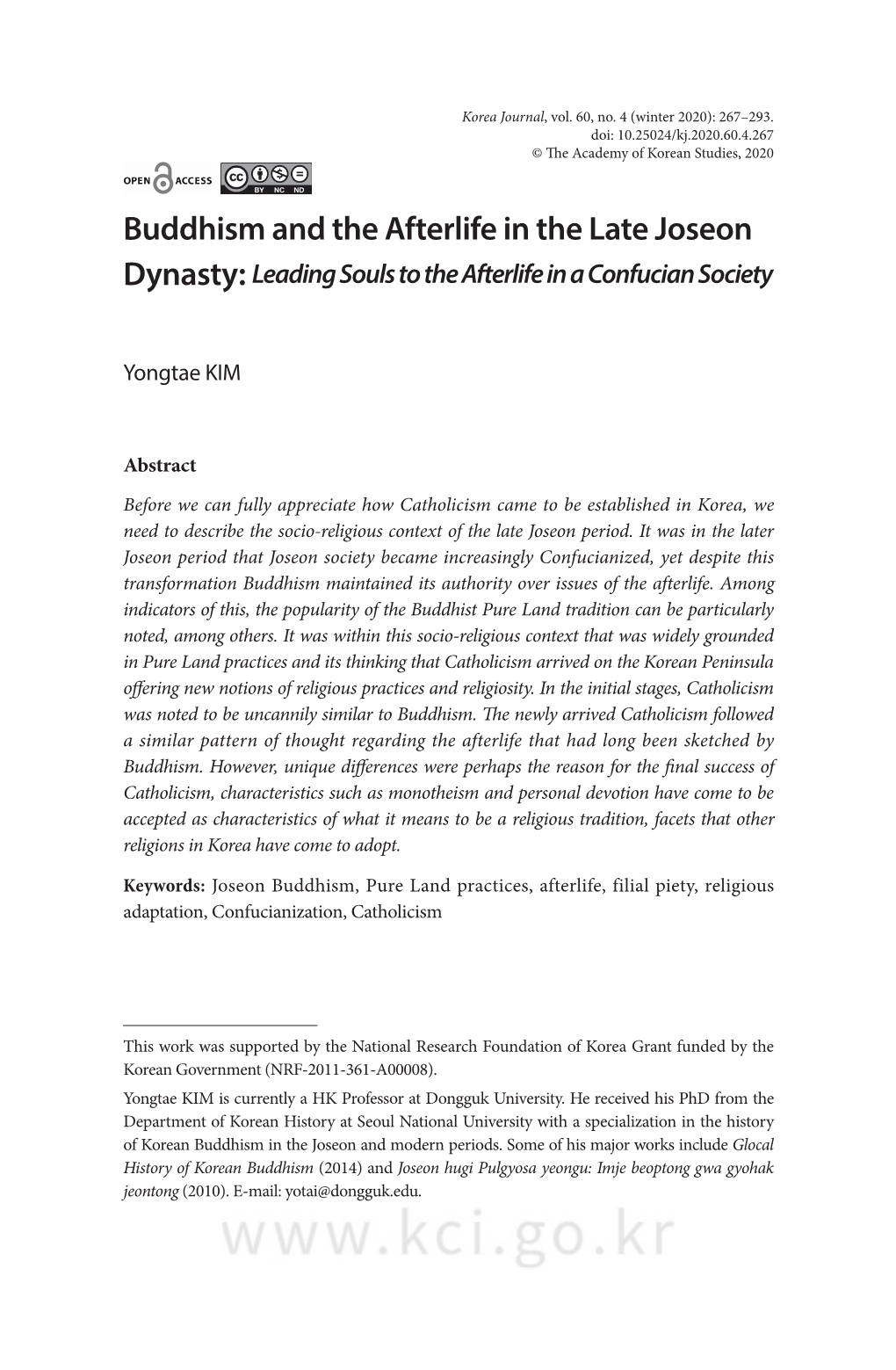 Buddhism and the Afterlife in the Late Joseon Dynasty: Leading Souls to the Afterlife in a Confucian Society