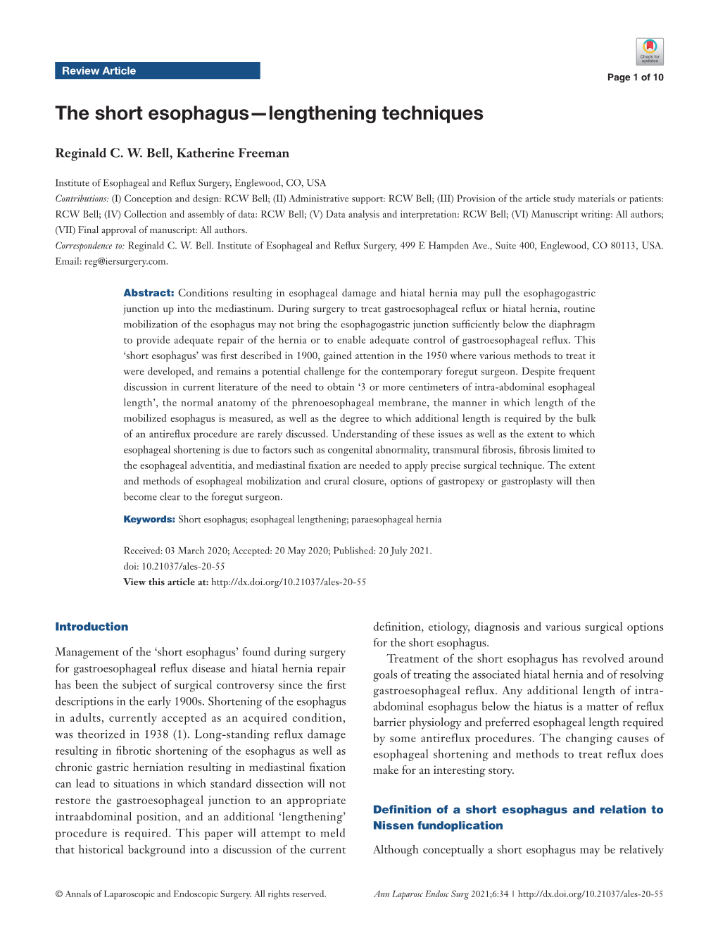 The Short Esophagus—Lengthening Techniques