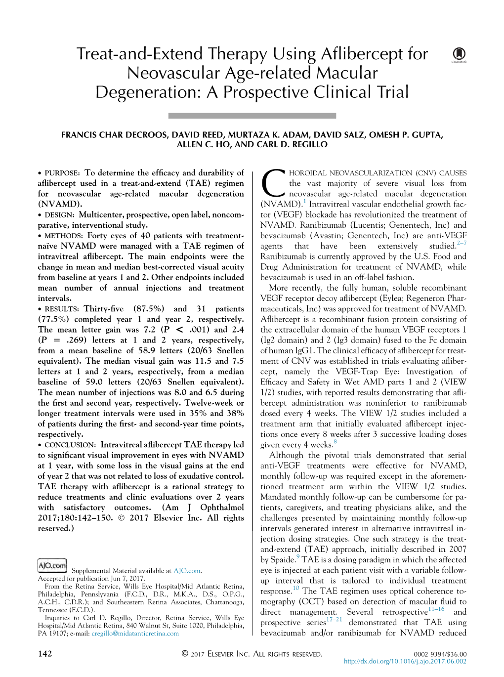 Treat-And-Extend Therapy Using Aflibercept for Neovascular Age