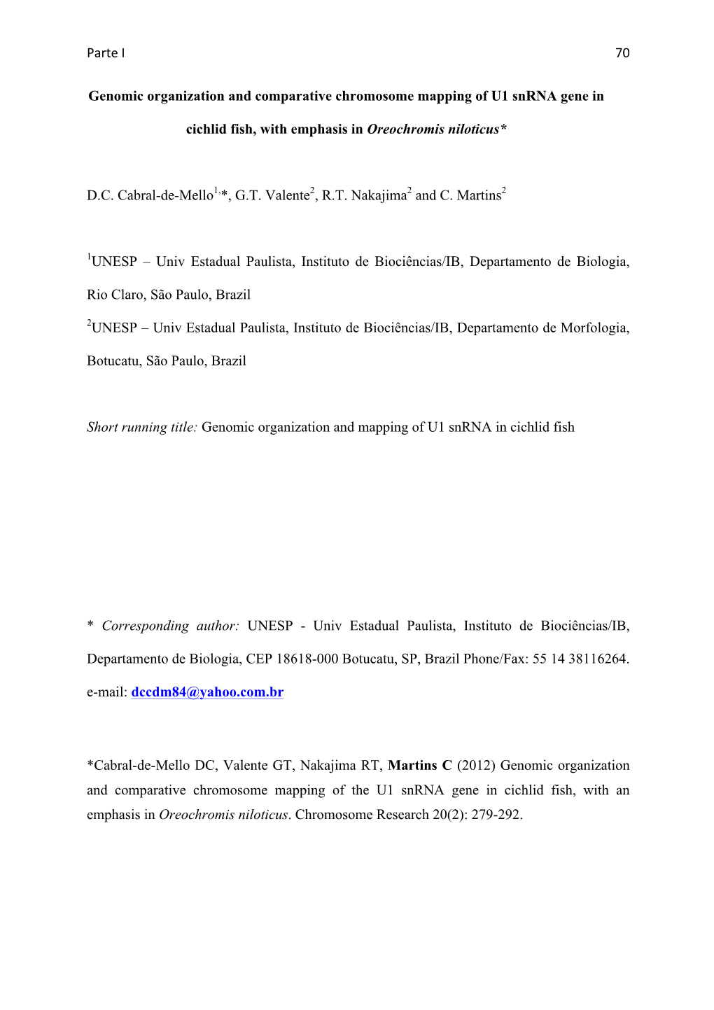 Parte I 70 Genomic Organization and Comparative Chromosome Mapping