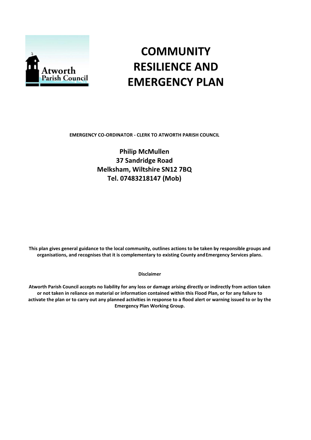 Atworth Emergency Plan