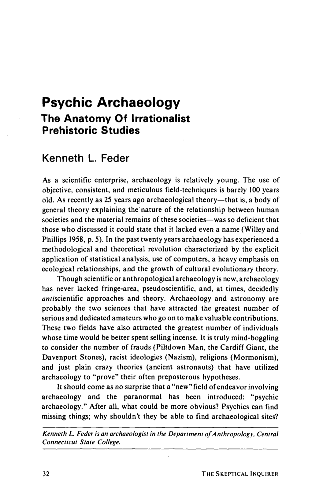 Psychic Archaeology the Anatomy of Irrationalist Prehistoric Studies