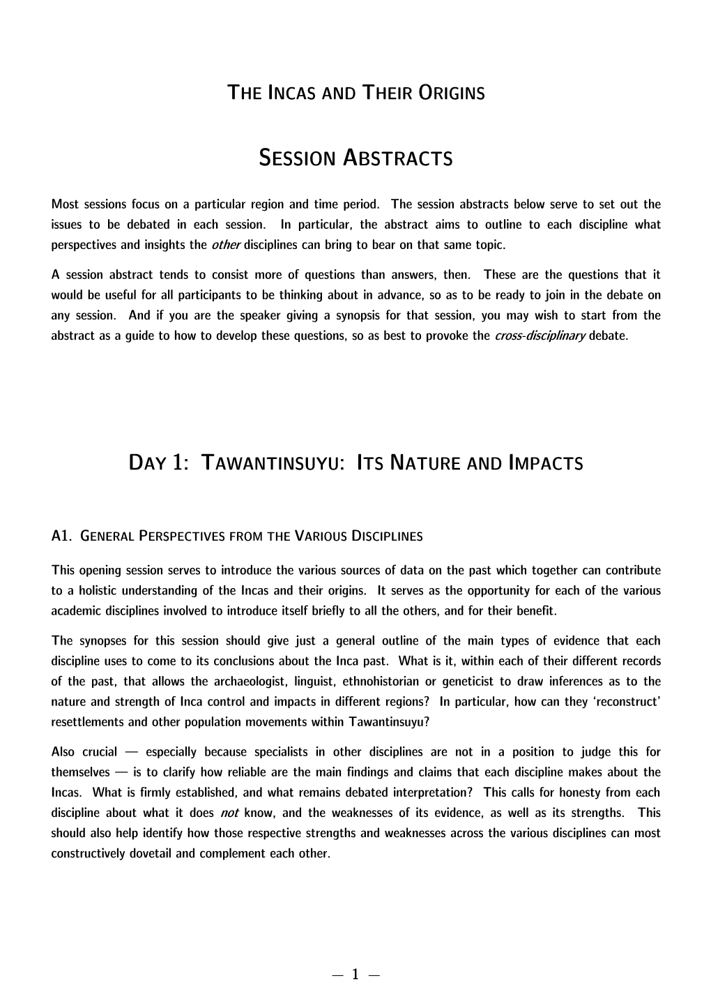Session Abstracts