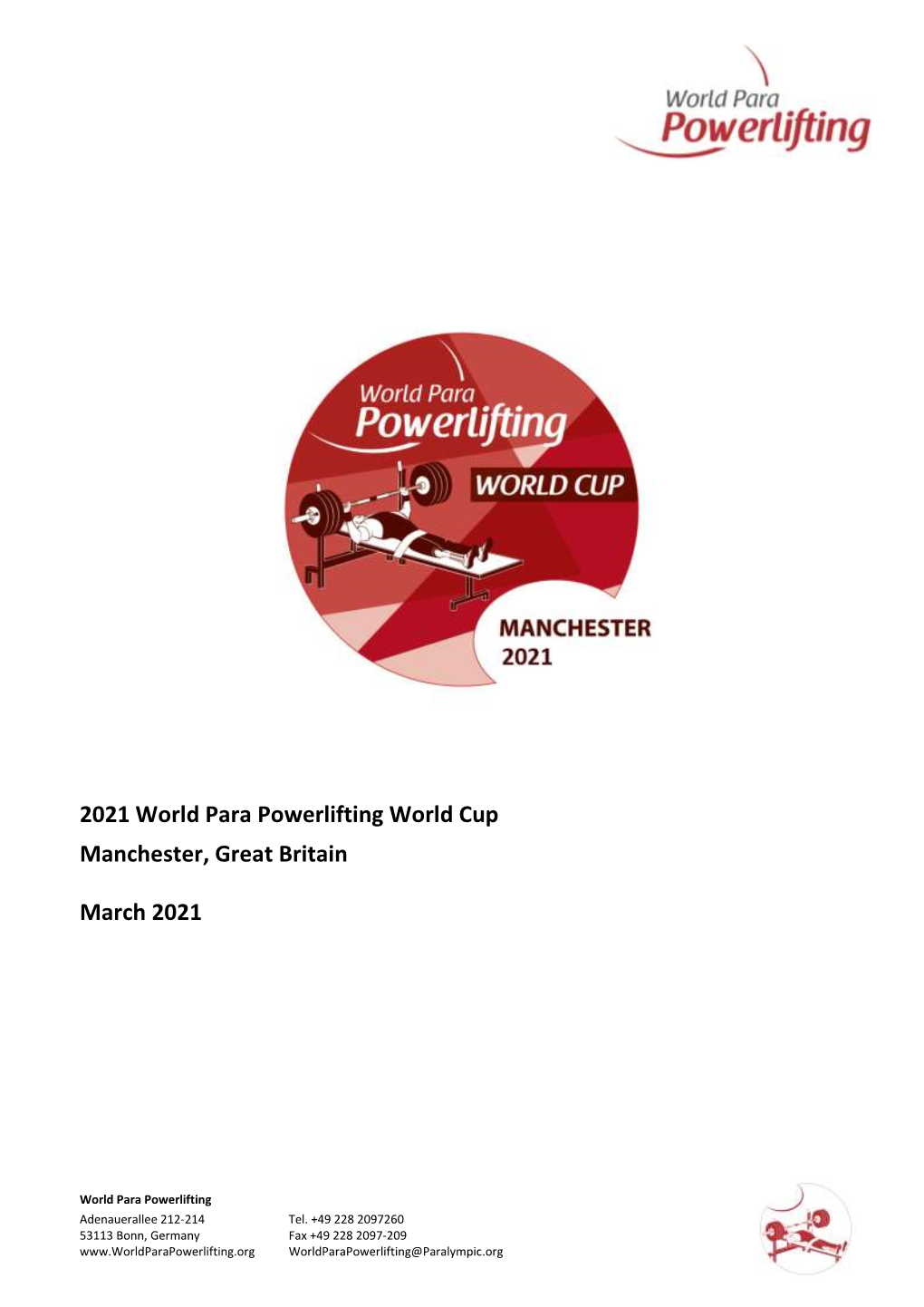 2021 World Para Powerlifting World Cup Manchester, Great Britain March 2021