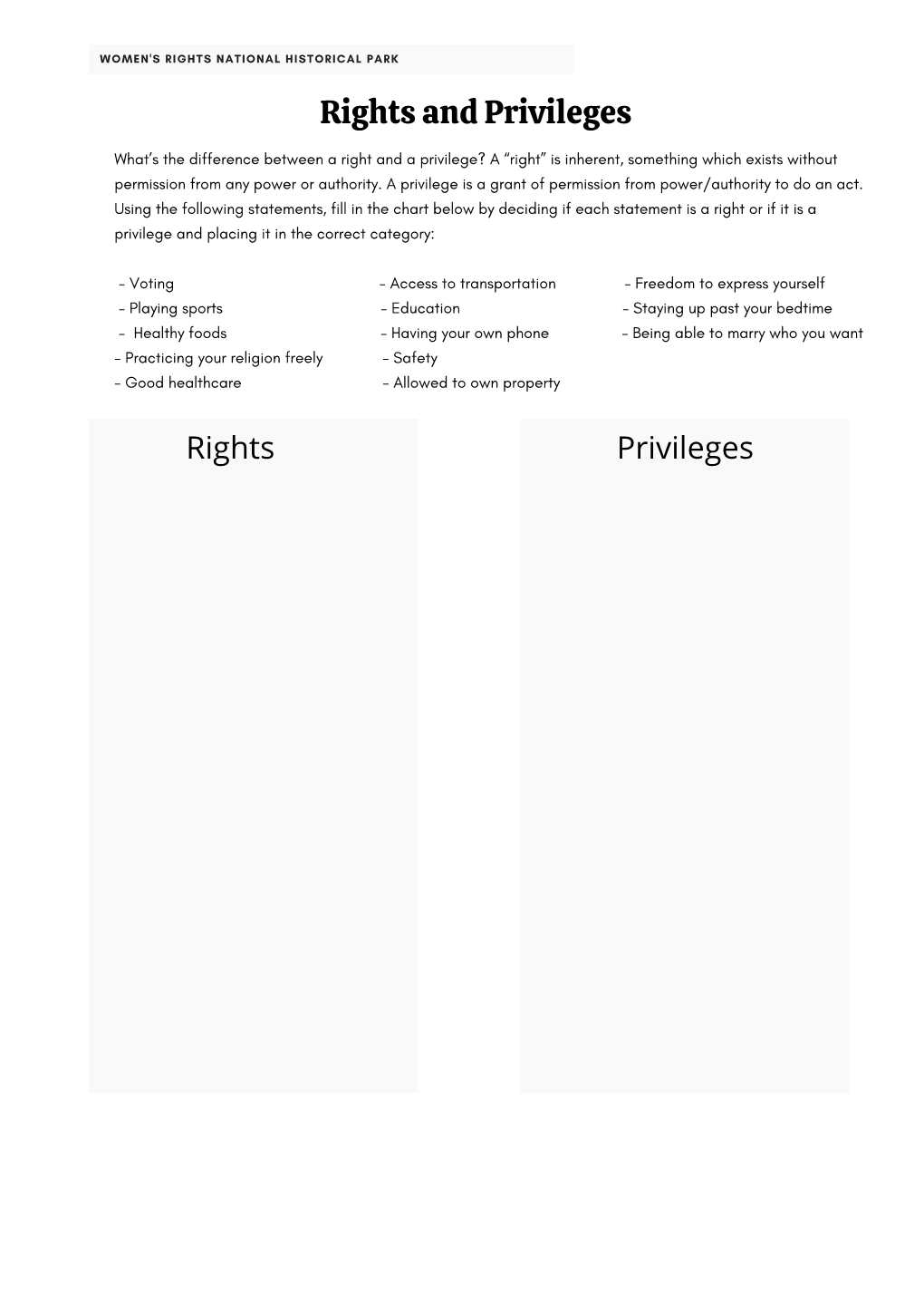 Response Sheet for Martha Coffin Wright