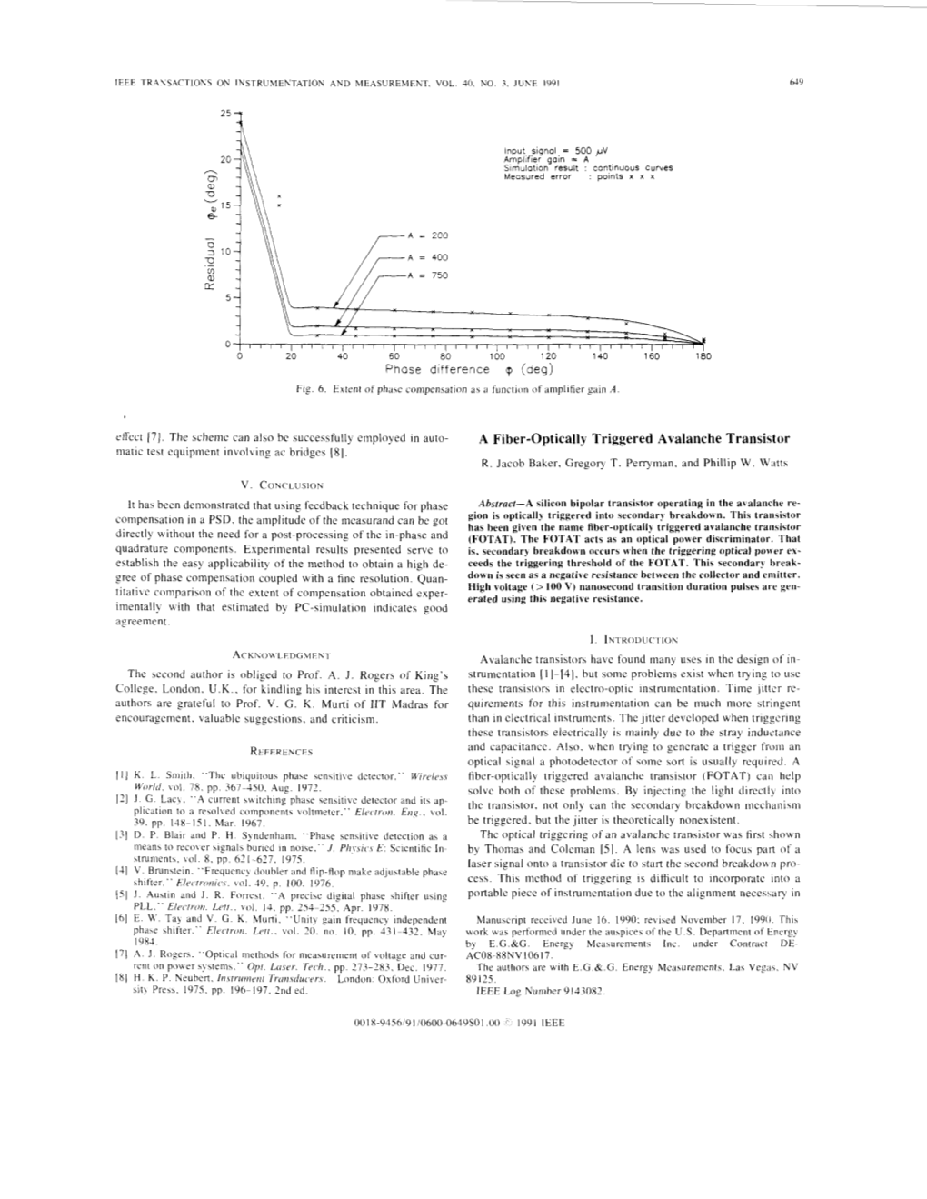 A Fiber-Optically Triggered Avalanche Transistor Matic Test Equipment Involving Ac Bridges [8[