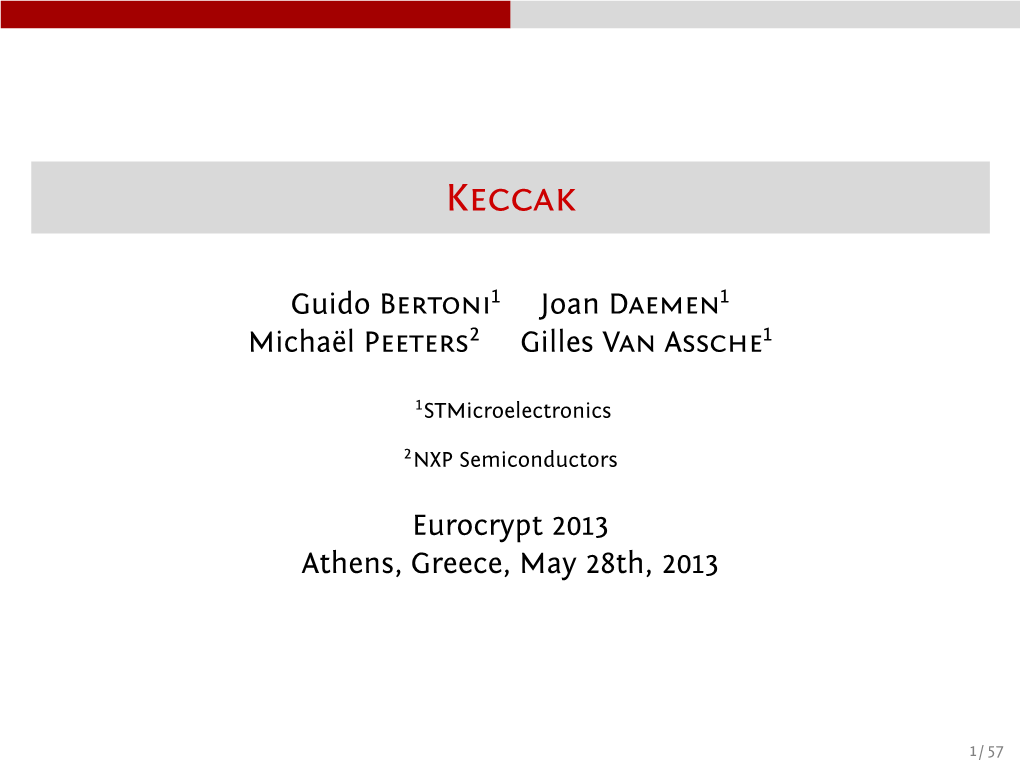 Eurocrypt 2013 Athens, Greece, May 28Th, 2013