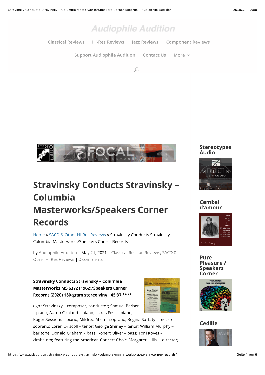 Columbia Masterworks/Speakers Corner Records – Audiophile Audition 25.05.21, 10�08