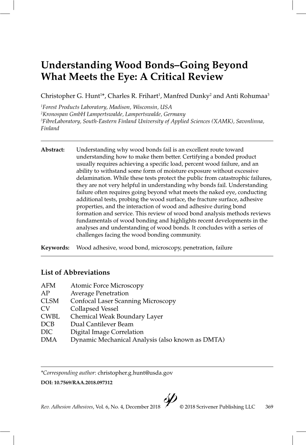 Understanding Wood Bonds–Going Beyond What Meets the Eye: a Critical Review