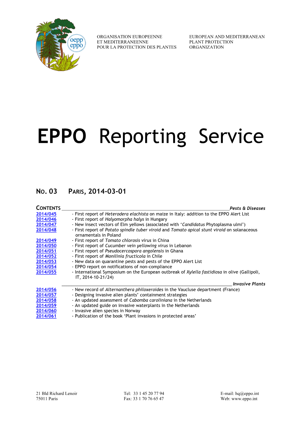 EPPO Reporting Service