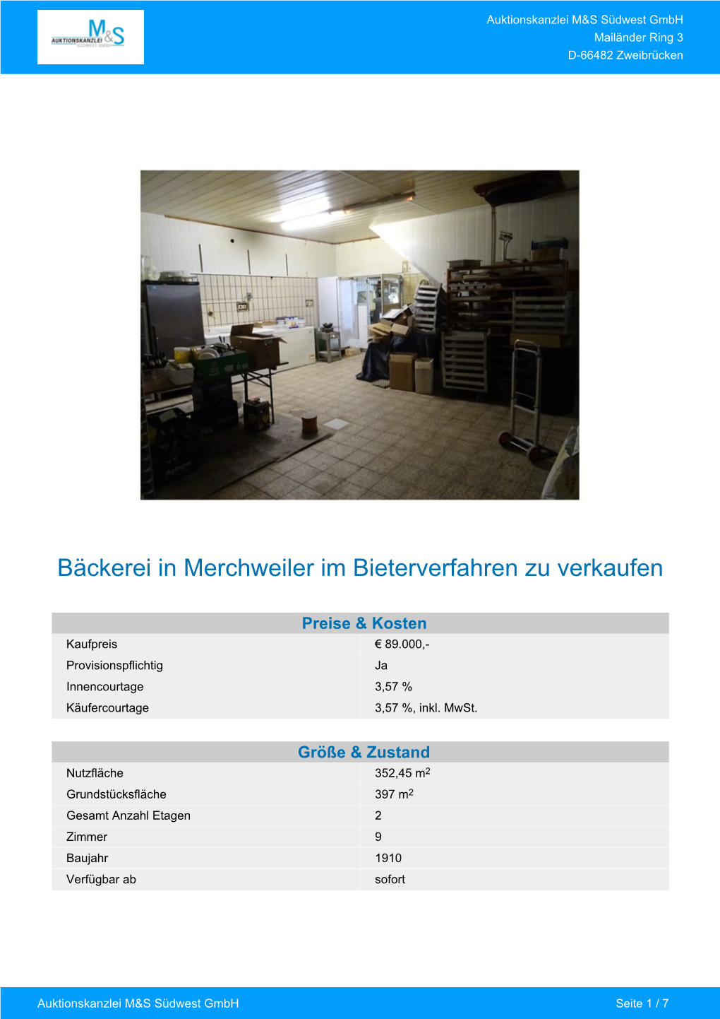 Bäckerei in Merchweiler Im Bieterverfahren Zu Verkaufen